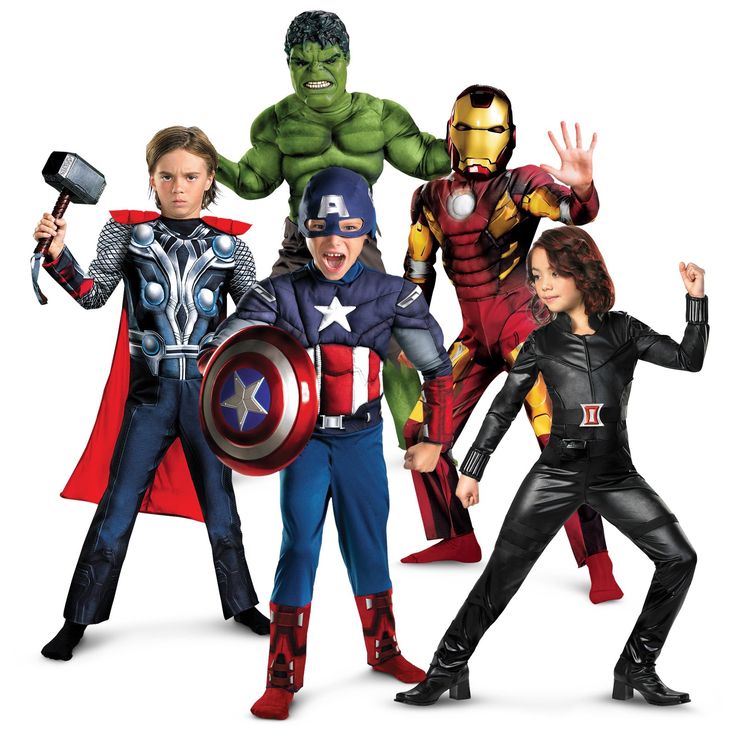Kids dressed in Marvel costume