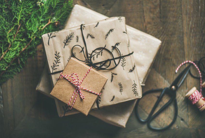 gifts wrapped with twine